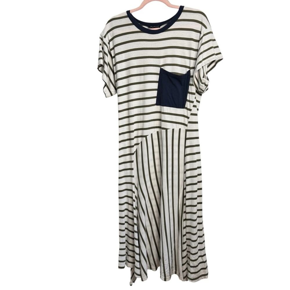 The Fifth Label Striped Midi Pocket T Shirt Dress